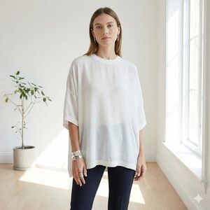 Complex Geometries white oversized silk tee shirt top - One size